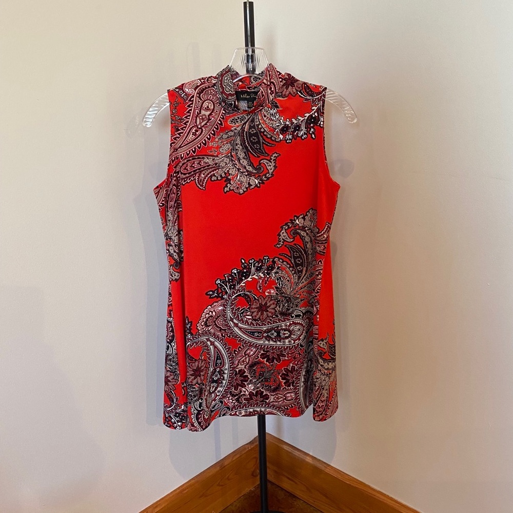 Melissa Paige Sleeveless Tunic Paisley Red XS